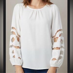 Joie White Women's Top with Cut-Out Sleeves size large
